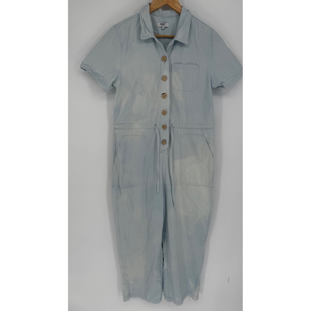 OAT New York Jumpsuit Womens Light Wash Chambray Utility Urban Industrial M